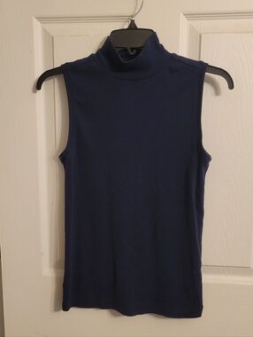 LOFT Navy Sleeveless Mock Neck Tank Top